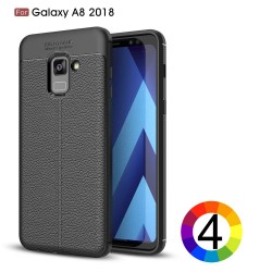 Samsung Galaxy A8 (2018) Удароустойчив Litchi Skin Калъф и Протектор