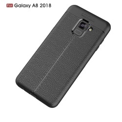 Samsung Galaxy A8 (2018) Удароустойчив Litchi Skin Калъф и Протектор