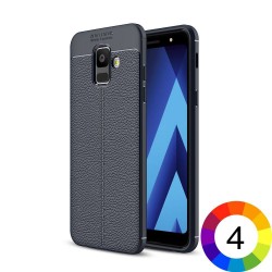 Samsung Galaxy A6 (2018) Удароустойчив Litchi Skin Калъф и Протектор