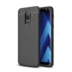 Samsung Galaxy A6 + (2018) Удароустойчив Litchi Skin Калъф и Протектор