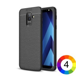 Samsung Galaxy A6 + (2018) Удароустойчив Litchi Skin Калъф и Протектор