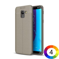 Samsung Galaxy J6 (2018) Удароустойчив Litchi Skin Калъф и Протектор
