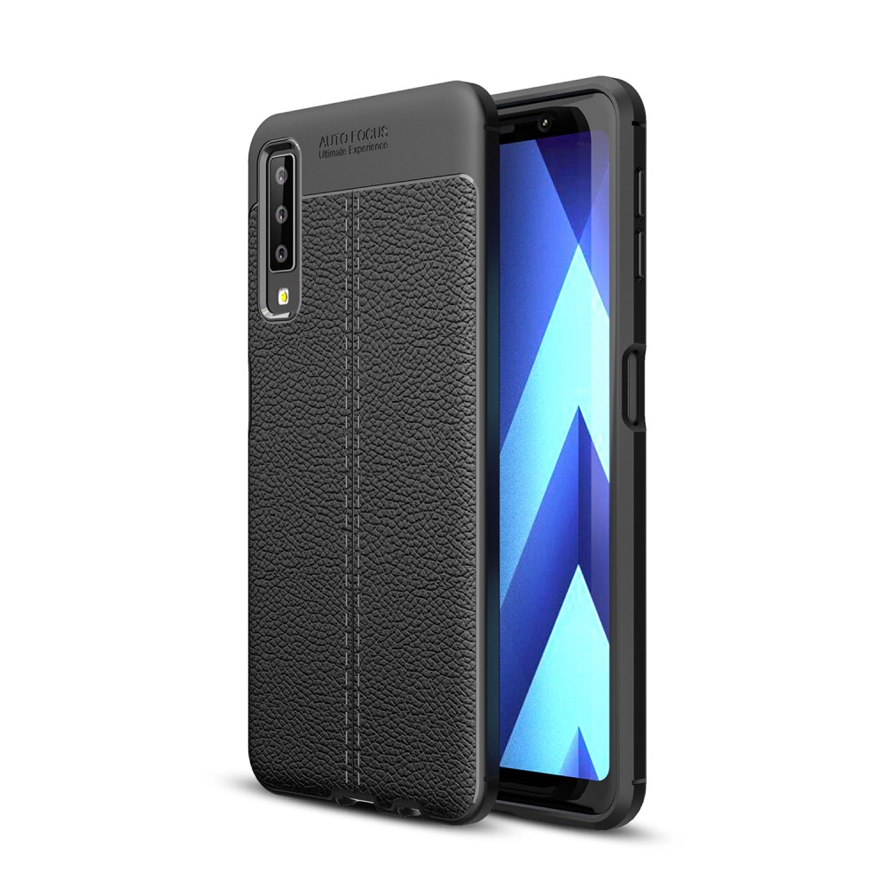 Samsung Galaxy A7 2018 Удароустойчив Litchi Skin Калъф и Протектор