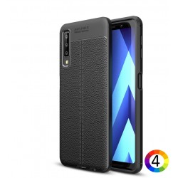 Samsung Galaxy A7 2018 Удароустойчив Litchi Skin Калъф и Протектор