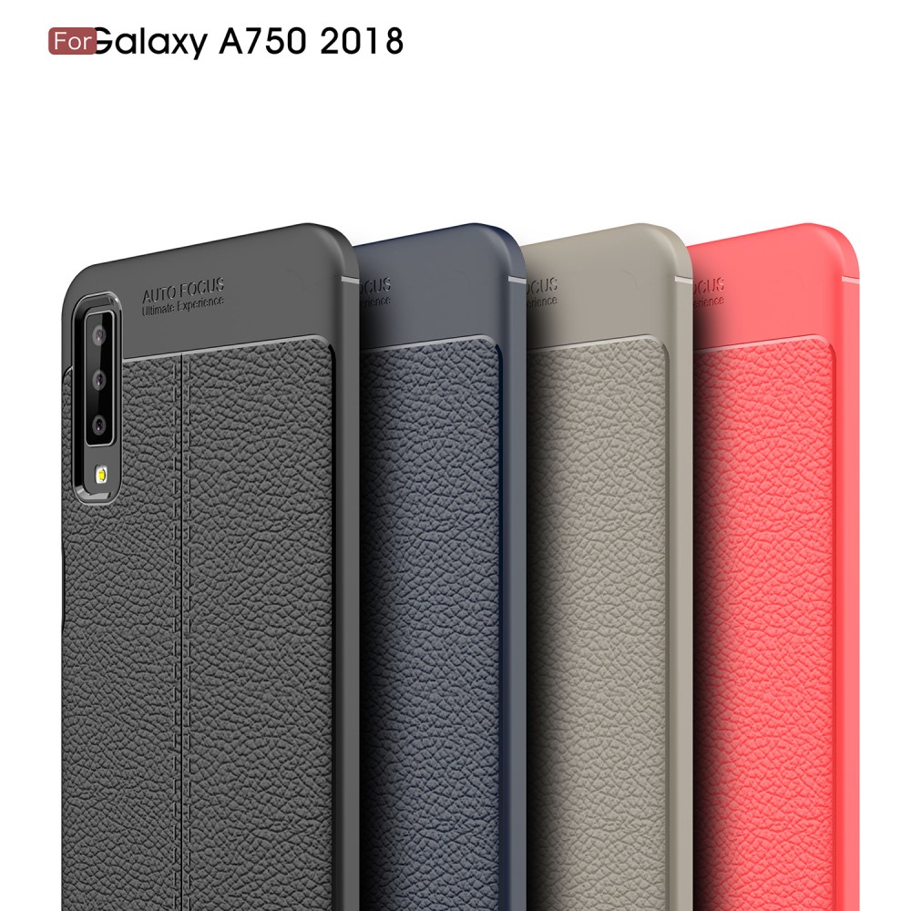 Samsung Galaxy A7 2018 Удароустойчив Litchi Skin Калъф и Протектор