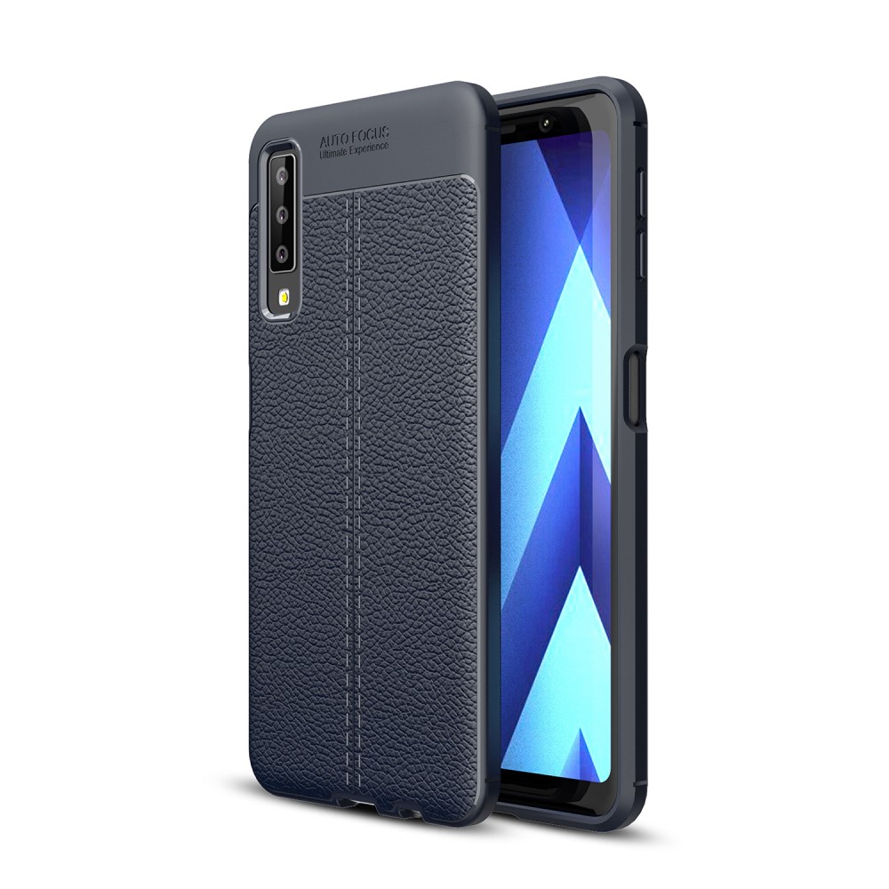 Samsung Galaxy A7 2018 Удароустойчив Litchi Skin Калъф и Протектор