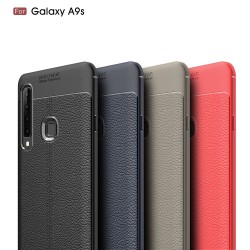 Samsung Galaxy A9 (2018) Удароустойчив Litchi Skin Калъф и Протектор