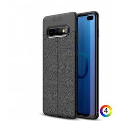 Samsung Galaxy S10 Plus / S10+ Удароустойчив Litchi Skin Калъф и Протектор