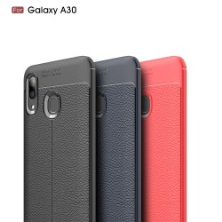 Samsung Galaxy A30 / A20 Удароустойчив Litchi Skin Калъф и Протектор