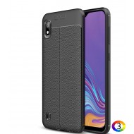 Samsung Galaxy A10 Удароустойчив Litchi Skin Калъф и Протектор