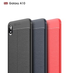 Samsung Galaxy A10 Удароустойчив Litchi Skin Калъф и Протектор