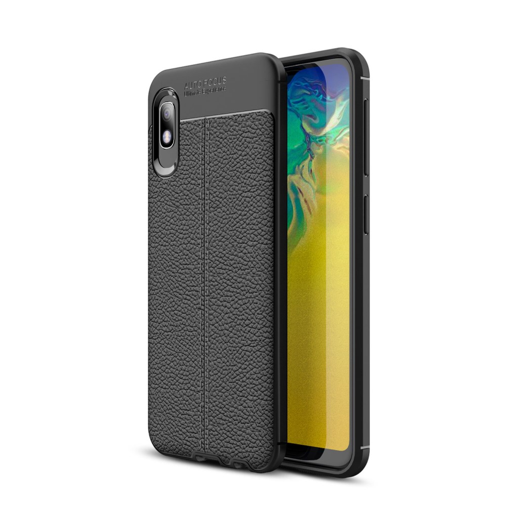 Samsung Galaxy A10e Удароустойчив Litchi Skin Калъф и Протектор