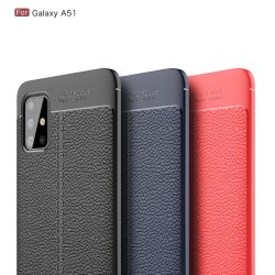 Samsung Galaxy A51 Удароустойчив Litchi Skin Калъф и Протектор