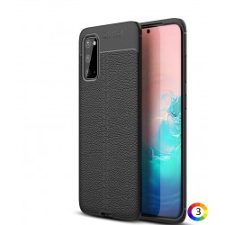 Samsung Galaxy S20 Удароустойчив Litchi Skin Калъф и Протектор
