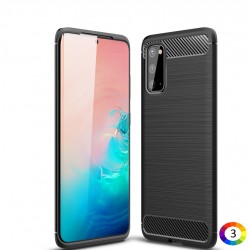 Samsung Galaxy S20 Удароустойчив Carbon Fiber Калъф и Протектор
