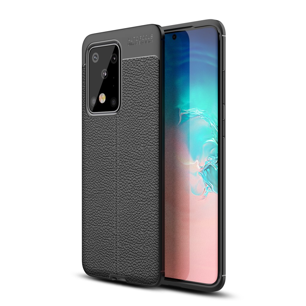 Samsung Galaxy S20 Ultra Удароустойчив Litchi Skin Калъф и Протектор