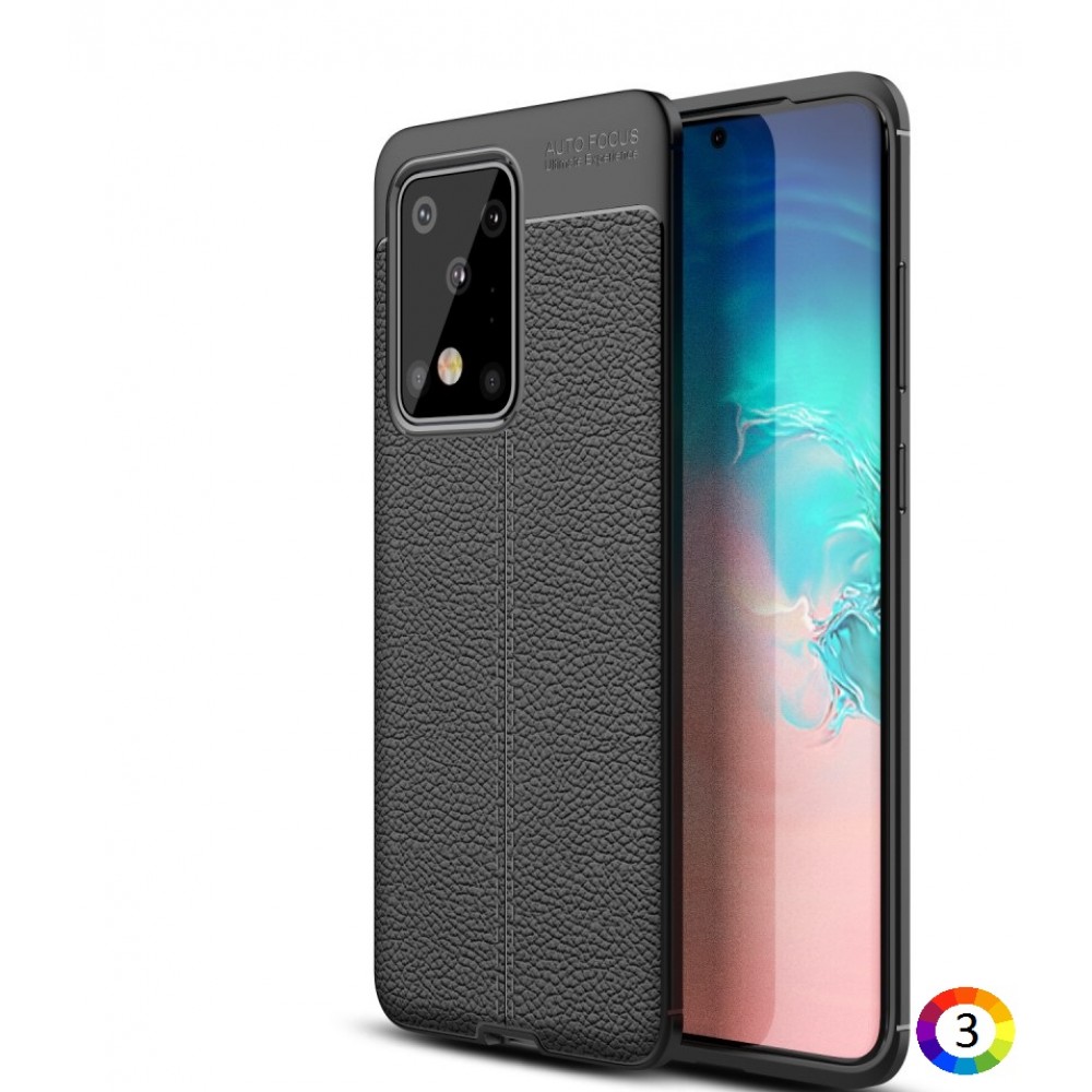 Samsung Galaxy S20 Ultra Удароустойчив Litchi Skin Калъф и Протектор