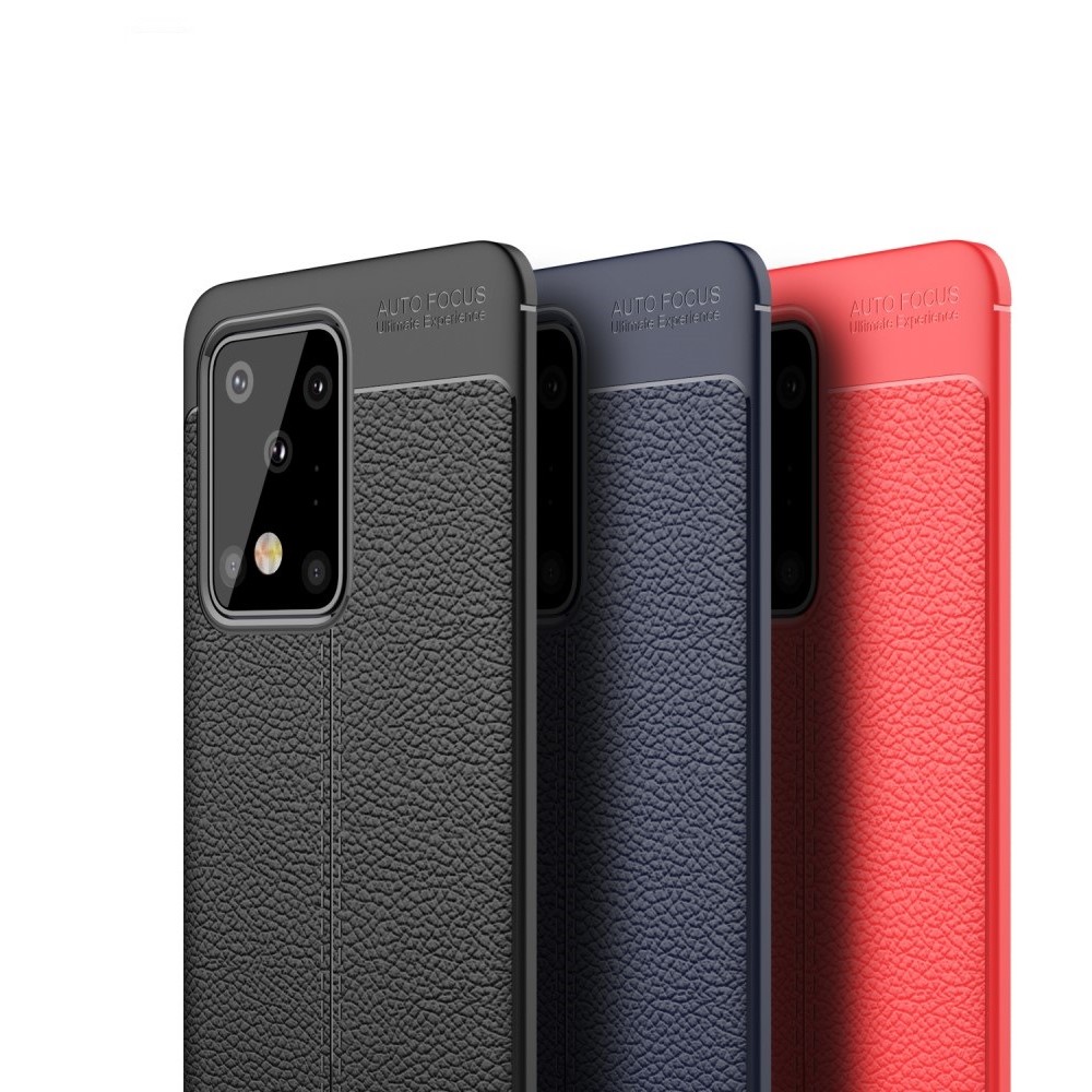 Samsung Galaxy S20 Ultra Удароустойчив Litchi Skin Калъф и Протектор