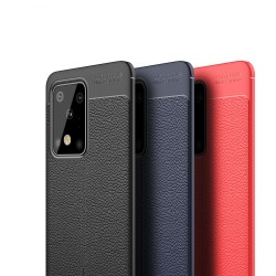 Samsung Galaxy S20 Ultra Удароустойчив Litchi Skin Калъф и Протектор