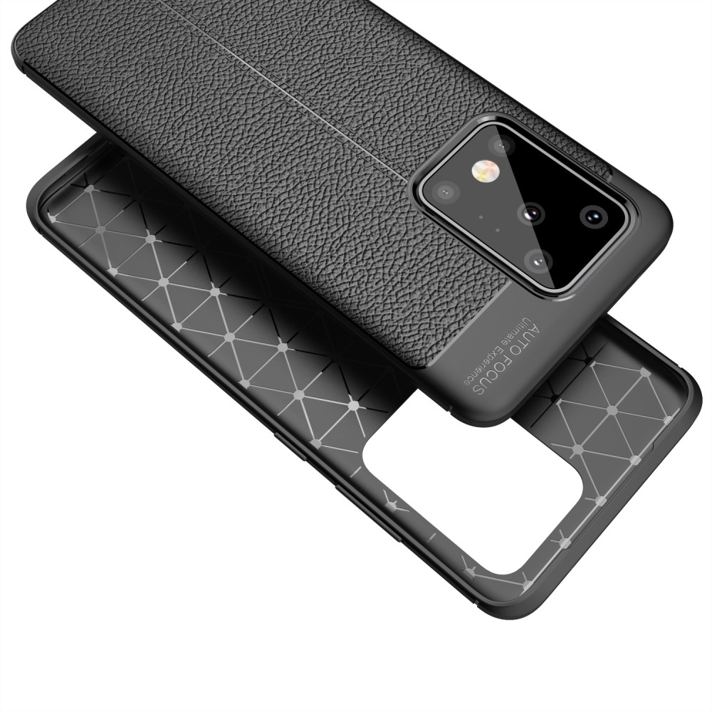 Samsung Galaxy S20 Ultra Удароустойчив Litchi Skin Калъф и Протектор