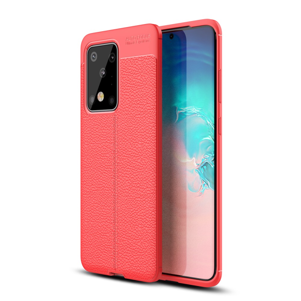 Samsung Galaxy S20 Ultra Удароустойчив Litchi Skin Калъф и Протектор