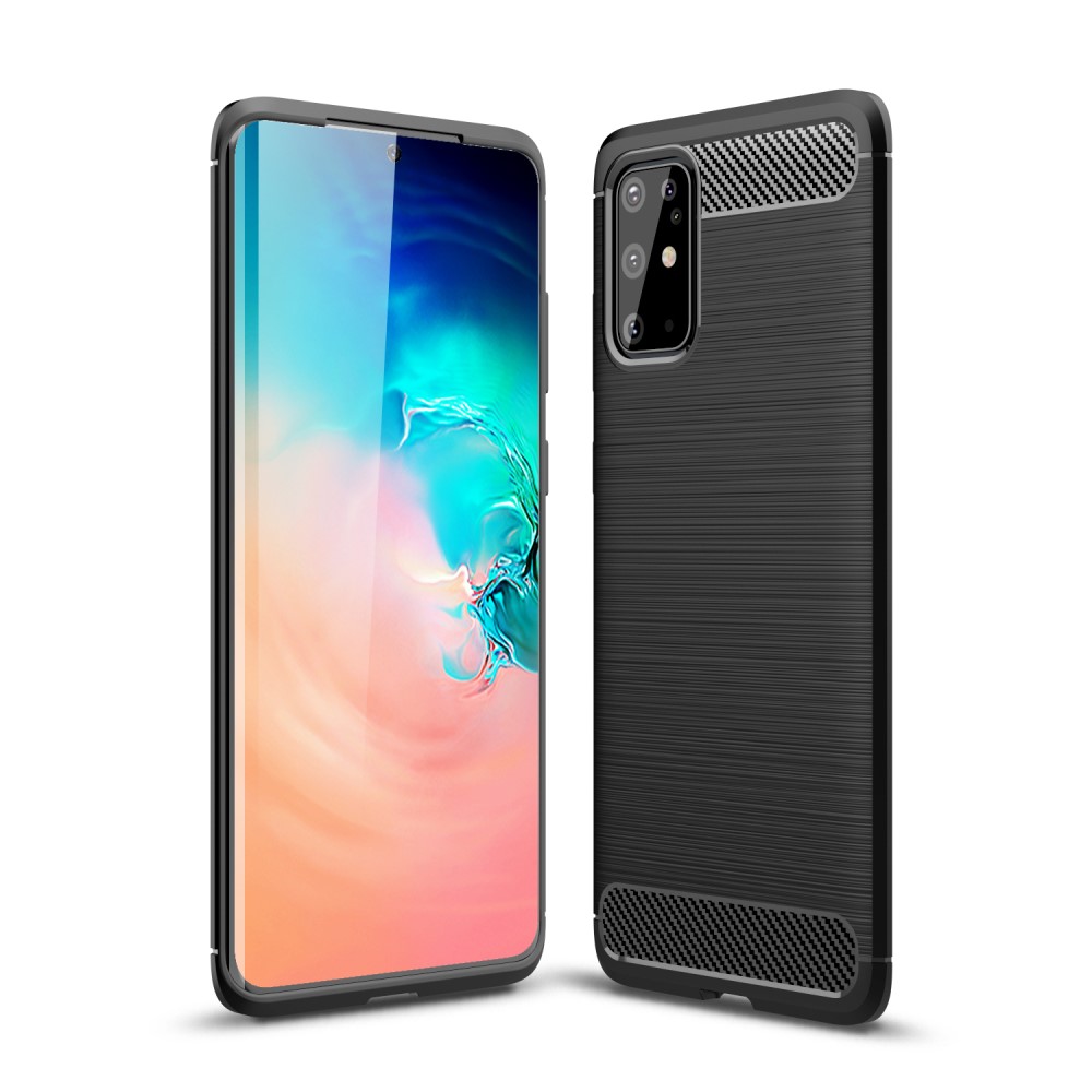Samsung Galaxy S20 Plus Удароустойчив Carbon Fiber Калъф и Протектор