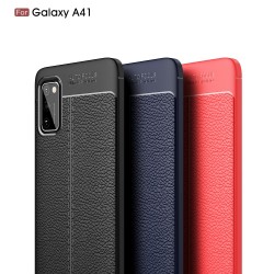 Samsung Galaxy A41 Удароустойчив Litchi Skin Калъф и Протектор
