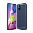 Samsung Galaxy M51 Удароустойчив Carbon Fiber Калъф и Протектор