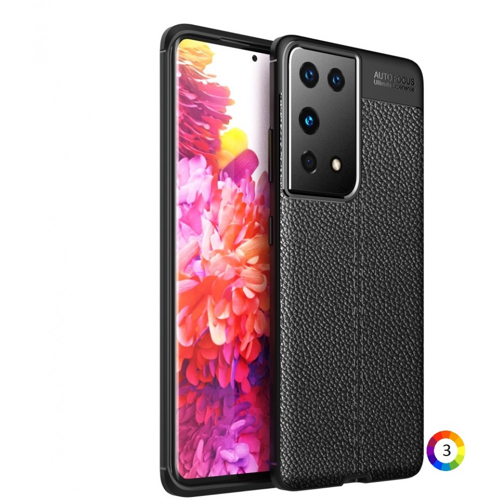 Samsung Galaxy S21 Ultra Удароустойчив Litchi Skin Калъф и Протектор