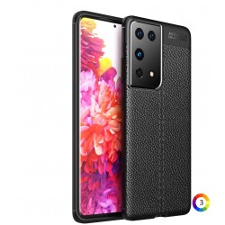Samsung Galaxy S21 Ultra Удароустойчив Litchi Skin Калъф и Протектор
