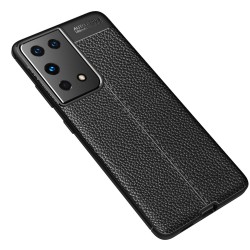 Samsung Galaxy S21 Ultra Удароустойчив Litchi Skin Калъф и Протектор
