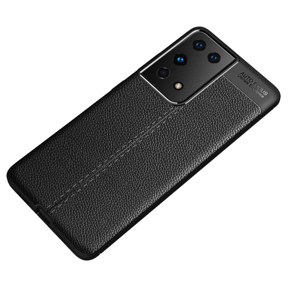 Samsung Galaxy S21 Ultra Удароустойчив Litchi Skin Калъф и Протектор