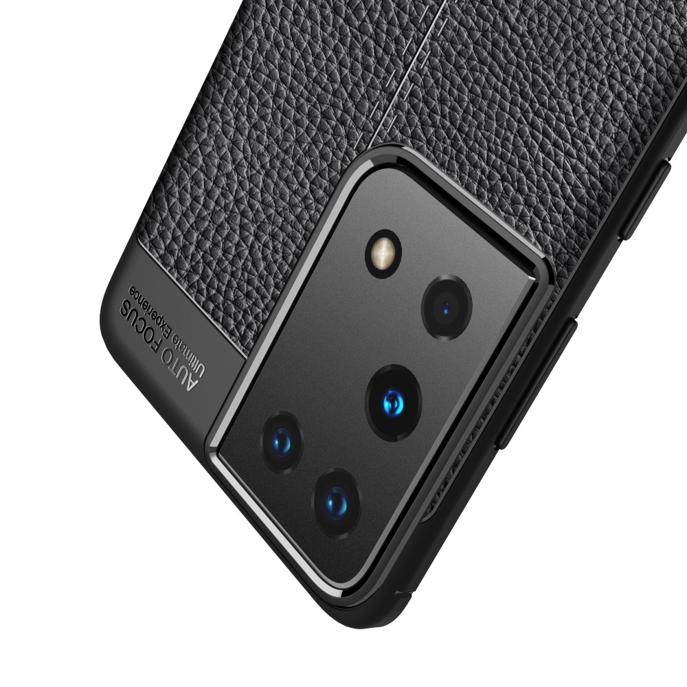 Samsung Galaxy S21 Ultra Удароустойчив Litchi Skin Калъф и Протектор