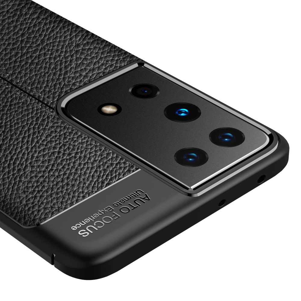 Samsung Galaxy S21 Ultra Удароустойчив Litchi Skin Калъф и Протектор