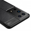 Samsung Galaxy S21 Ultra Удароустойчив Litchi Skin Калъф и Протектор