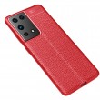 Samsung Galaxy S21 Ultra Удароустойчив Litchi Skin Калъф и Протектор