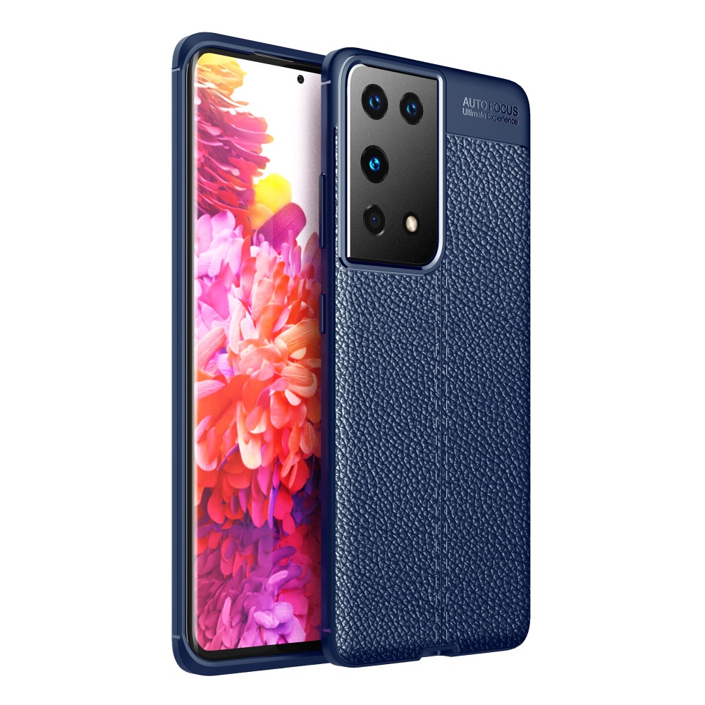 Samsung Galaxy S21 Ultra Удароустойчив Litchi Skin Калъф и Протектор