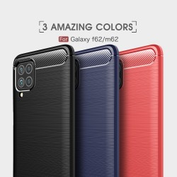 Samsung Galaxy M62 / Galaxy F62 Удароустойчив Carbon Fiber Калъф и Протектор