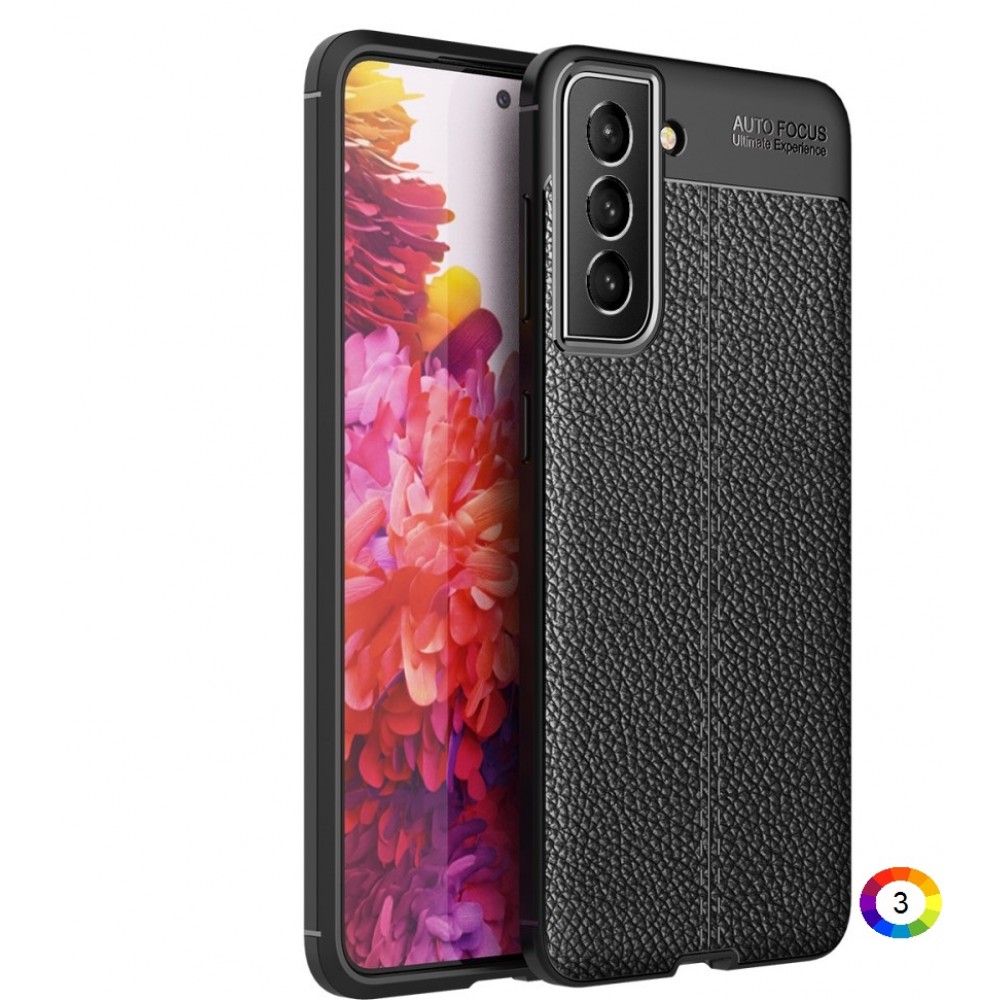 Samsung Galaxy S21 FE Удароустойчив Litchi Skin Калъф и Протектор