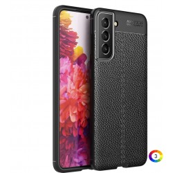Samsung Galaxy S21 FE Удароустойчив Litchi Skin Калъф и Протектор