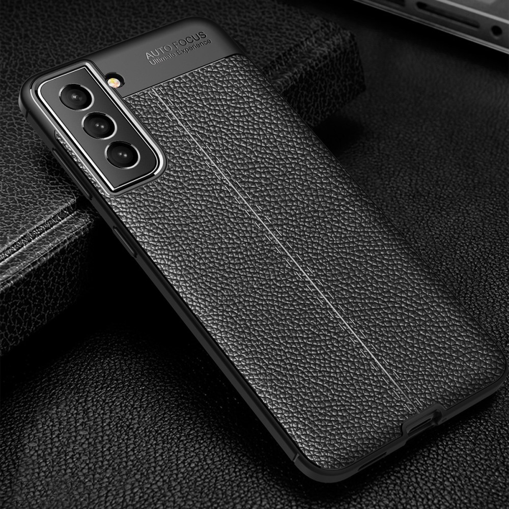 Samsung Galaxy S21 FE Удароустойчив Litchi Skin Калъф и Протектор