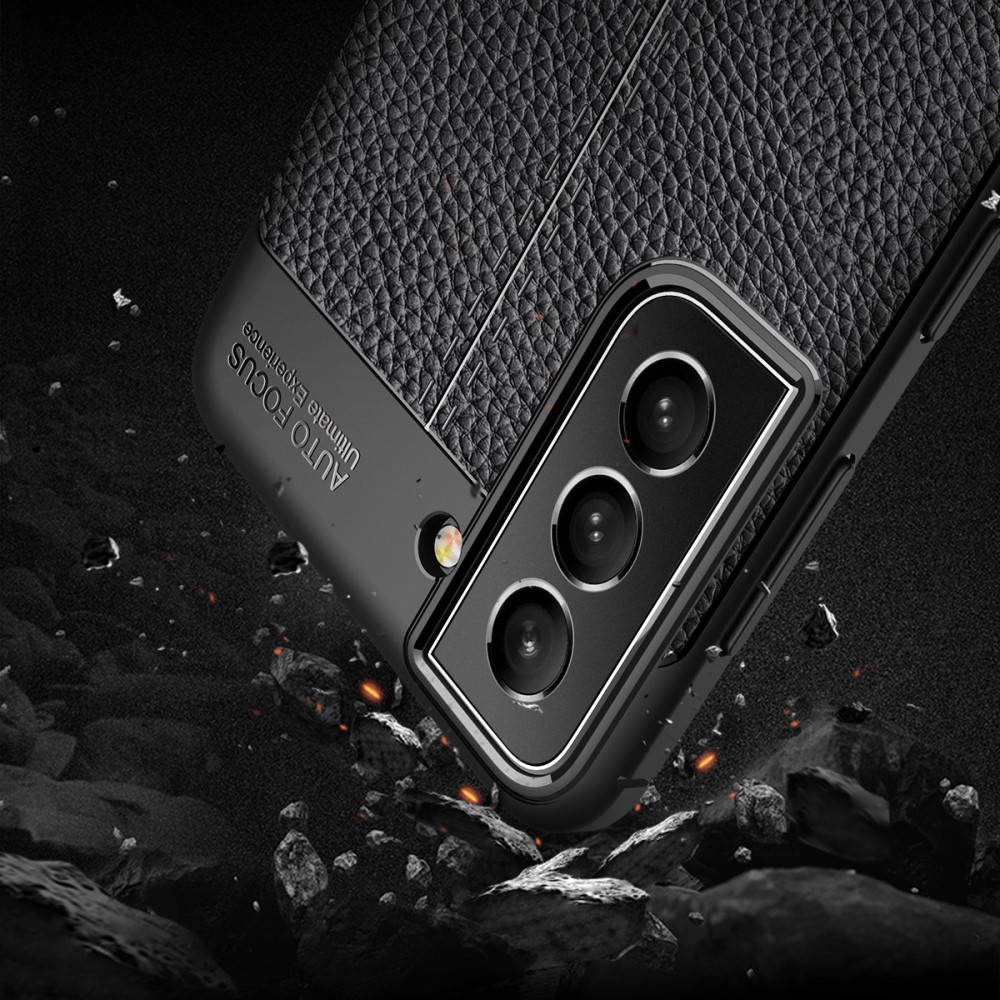 Samsung Galaxy S21 FE Удароустойчив Litchi Skin Калъф и Протектор