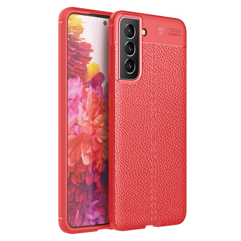 Samsung Galaxy S21 FE Удароустойчив Litchi Skin Калъф и Протектор