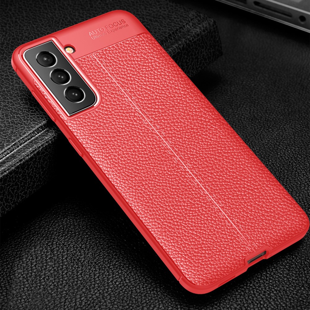 Samsung Galaxy S21 FE Удароустойчив Litchi Skin Калъф и Протектор