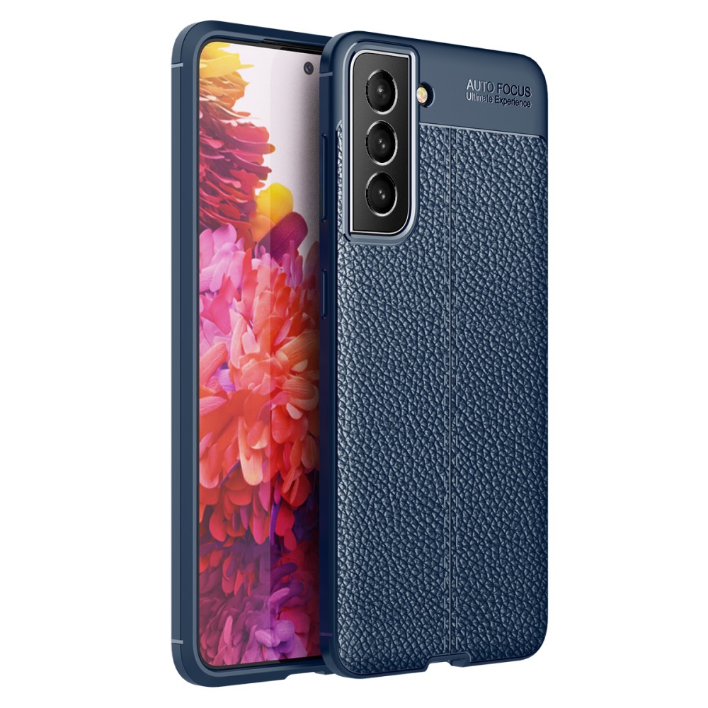 Samsung Galaxy S21 FE Удароустойчив Litchi Skin Калъф и Протектор