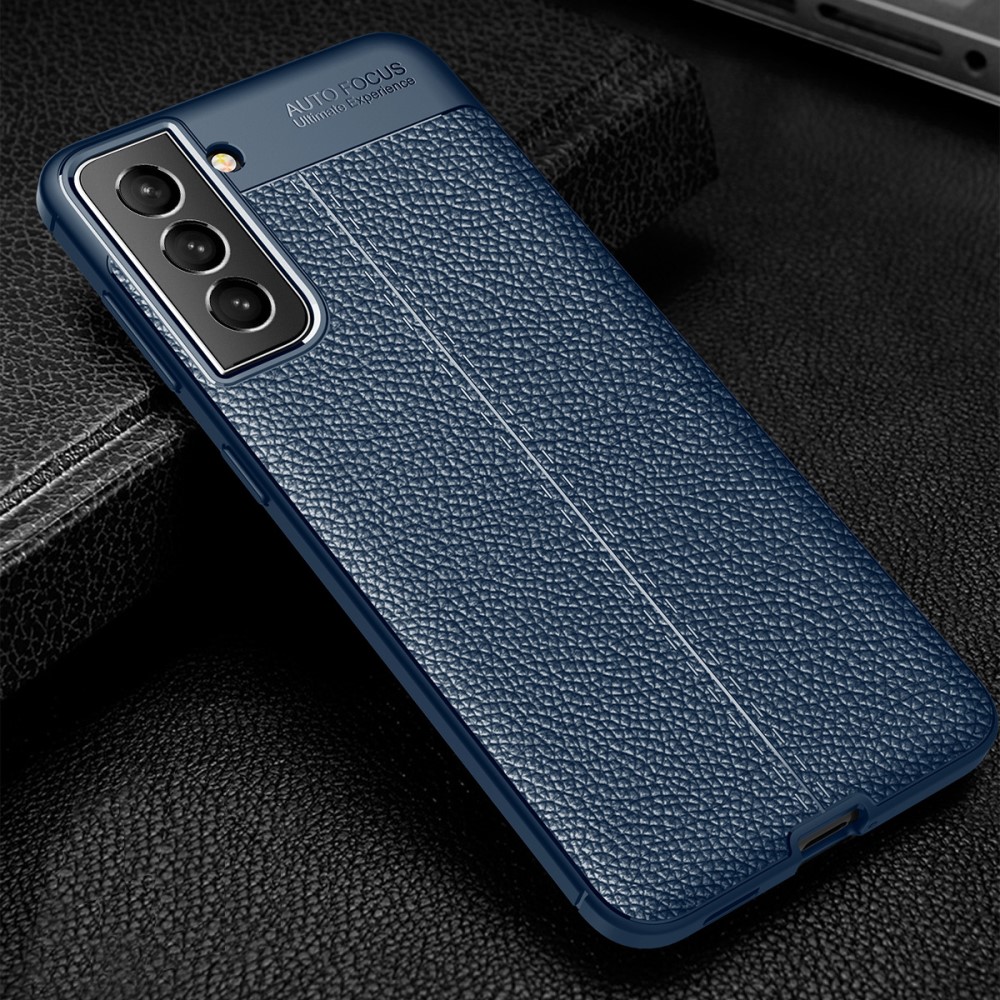 Samsung Galaxy S21 FE Удароустойчив Litchi Skin Калъф и Протектор