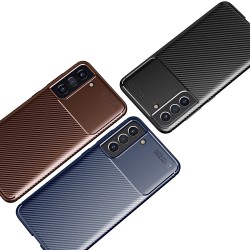 Samsung Galaxy S21 FE Удароустойчив Carbon Fiber Калъф и Протектор