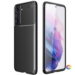 Samsung Galaxy S21 FE Удароустойчив Carbon Fiber Калъф и Протектор