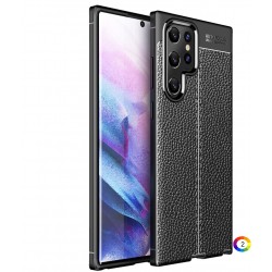 Samsung Galaxy S22 Ultra 5G Удароустойчив Litchi Skin Калъф и Протектор