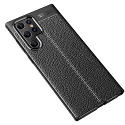 Samsung Galaxy S22 Ultra 5G Удароустойчив Litchi Skin Калъф и Протектор